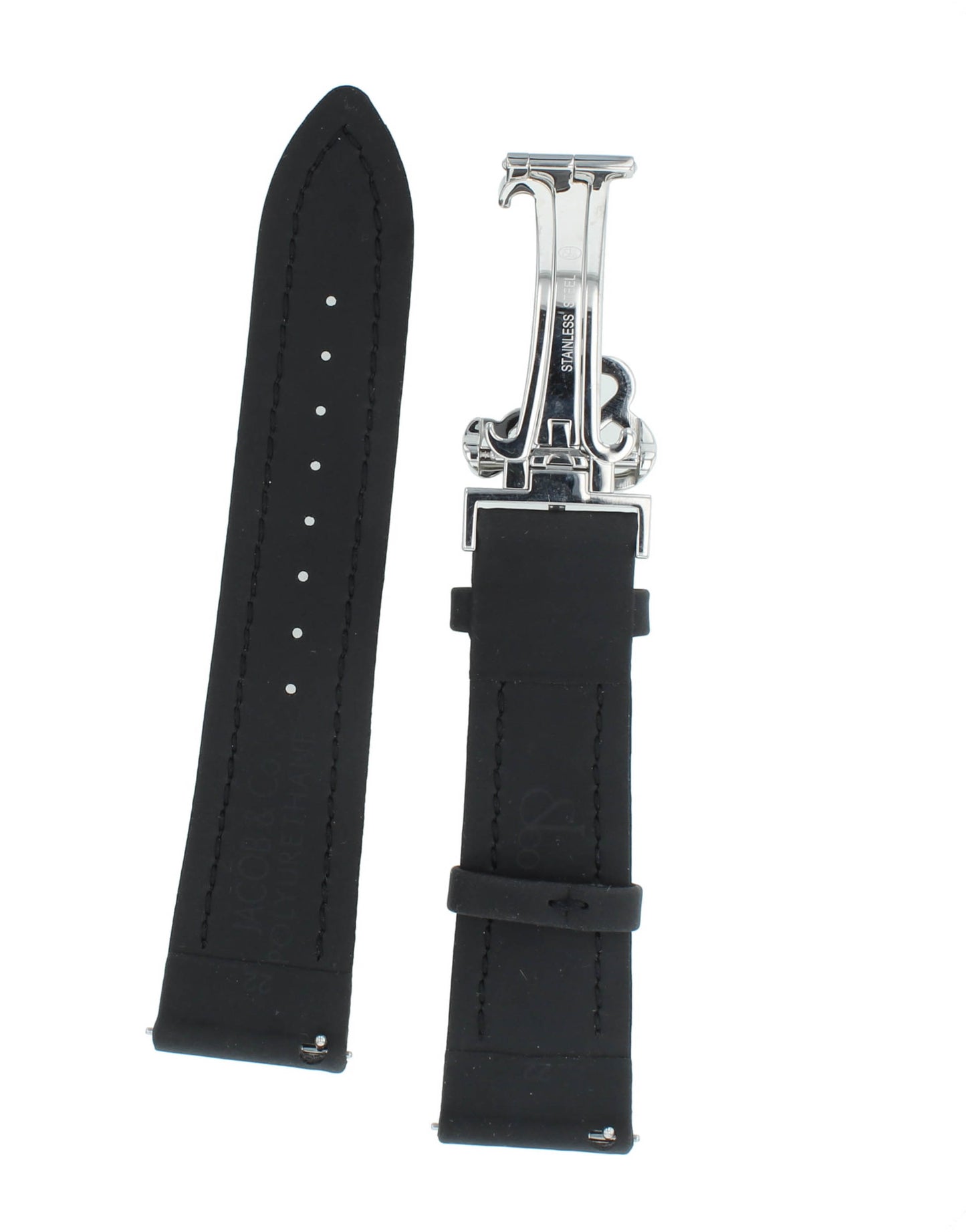 Unworn Original Jacob & Co. Polyurethane 20mm Black Strap With Steel Buckle