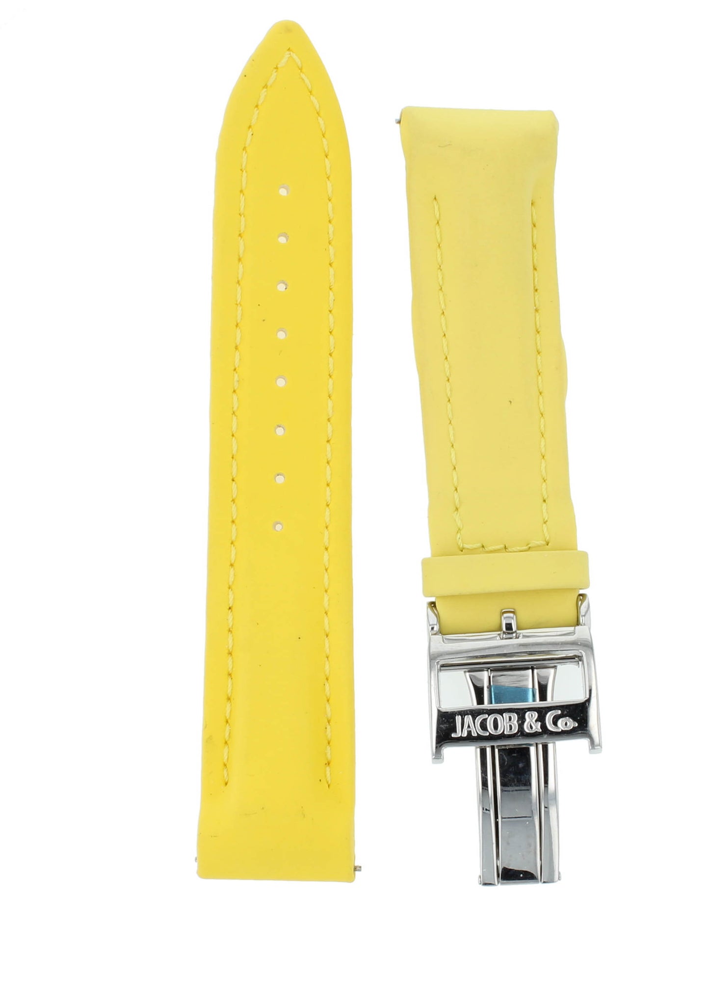 Unworn Original Jacob & Co. Polyurethane 20mm Yellow Strap With Steel Buckle