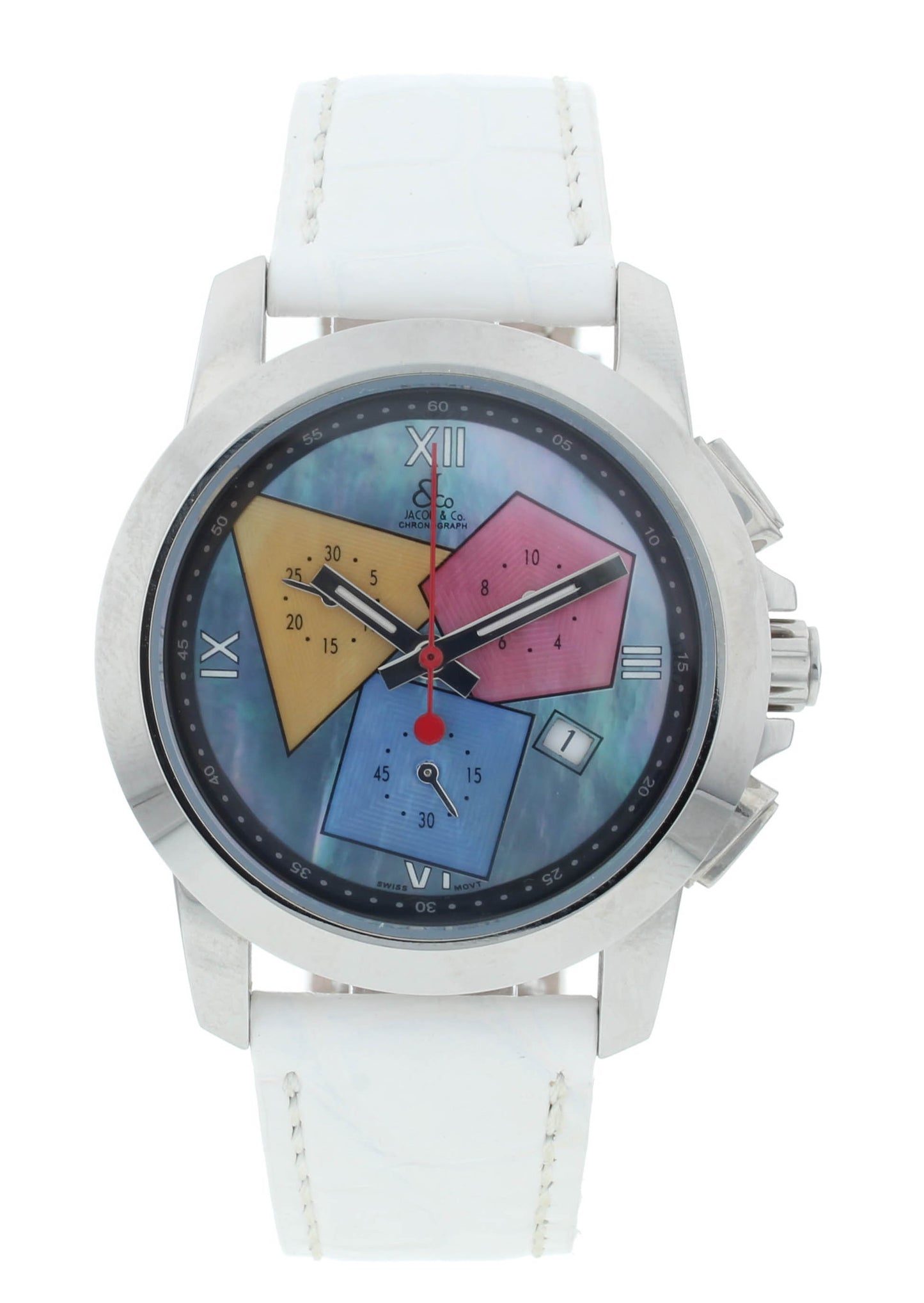 Jacob & Co. Chronograph 38mm Quartz Multicolor Dial Stainless Steel Men's Watch