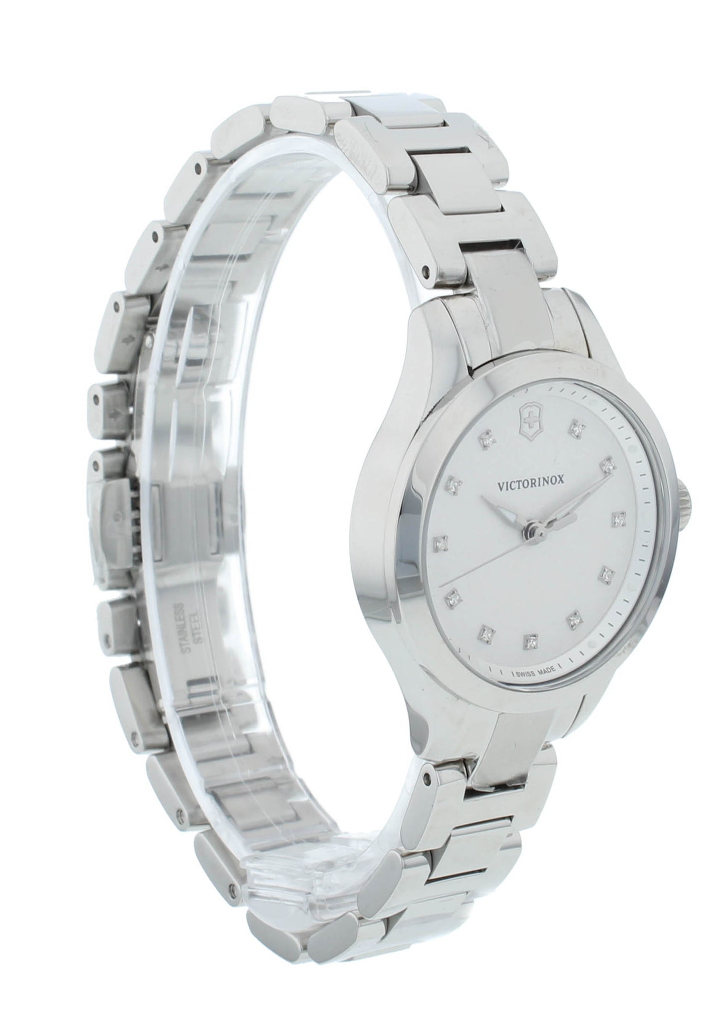 Victorinox Alliance 28mm Quartz Silver Diamond Dial Steel Ladies Watch 241875
