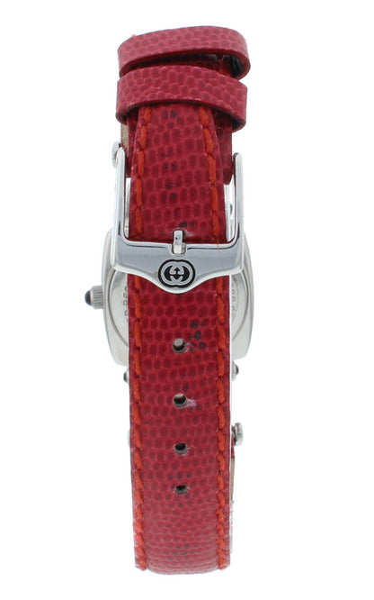 Gucci 6300L 21mm Black Dial Red Lizard Strap Stainless Steel Ladies Watch