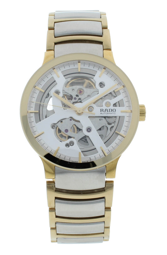 Rado Centrix Automatic Silver Skeleton Dial Two-Tone 38mm Men's Watch R30180113