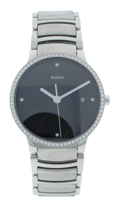 Rado Centrix 38mm Black Dial Diamond Bezel Quartz Men's Watch R30630713