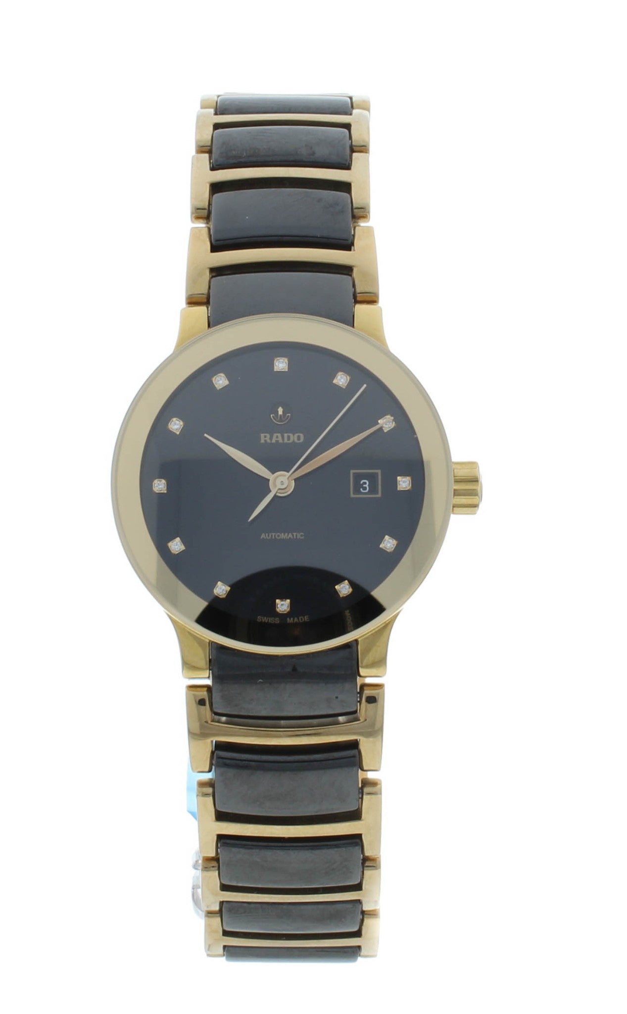 Rado Centrix 28mm Automatic Black Diamond Dial Two-Tone Ladies Watch R30080762