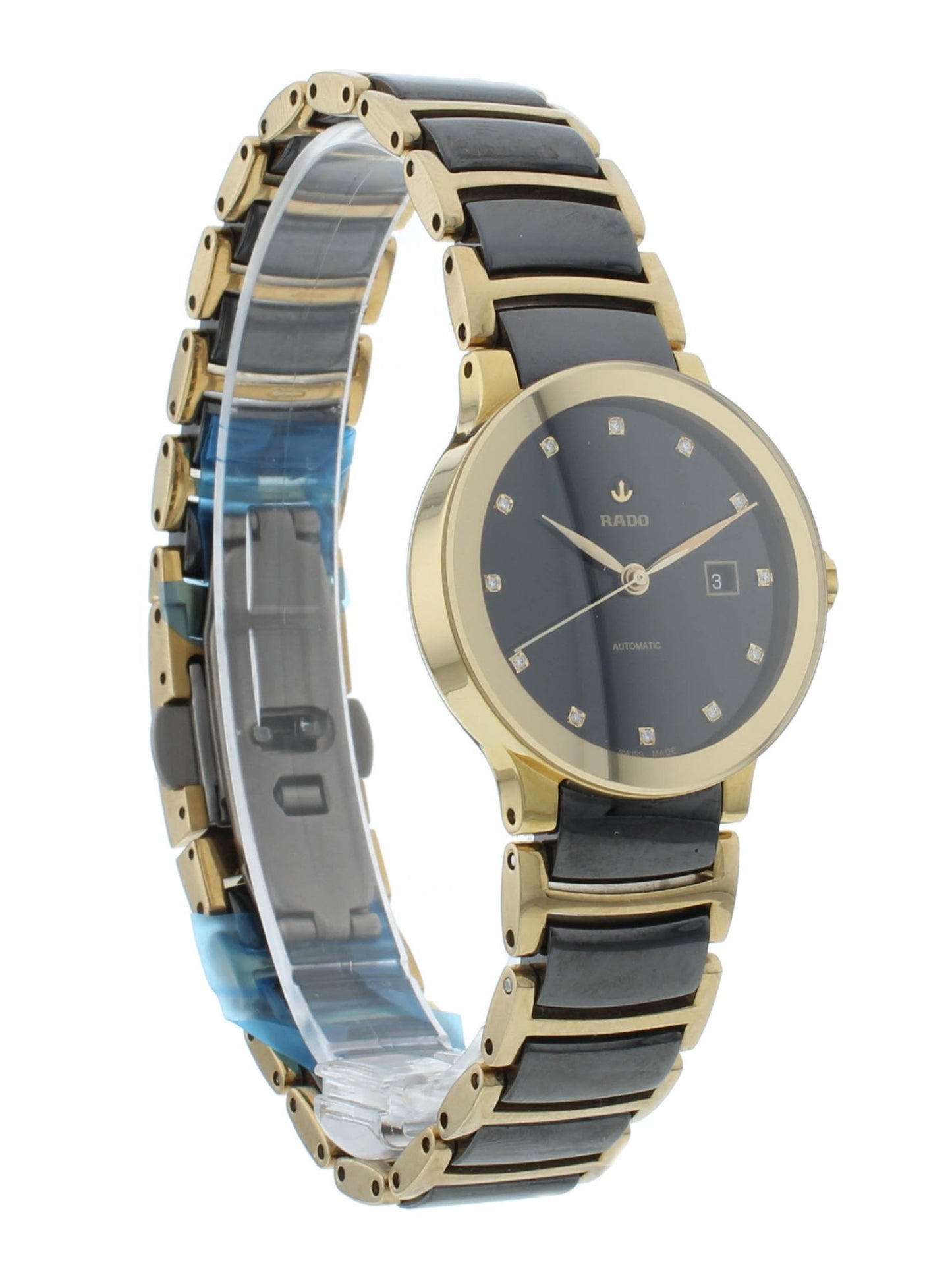 Rado Centrix 28mm Automatic Black Diamond Dial Two-Tone Ladies Watch R30080762