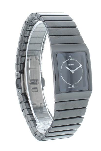 Rado Ceramica Square 22.5mm Quartz Black Diamond Dial Ladies Watch R21702732