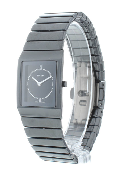 Rado Ceramica Square 22.5mm Quartz Black Diamond Dial Ladies Watch R21702732