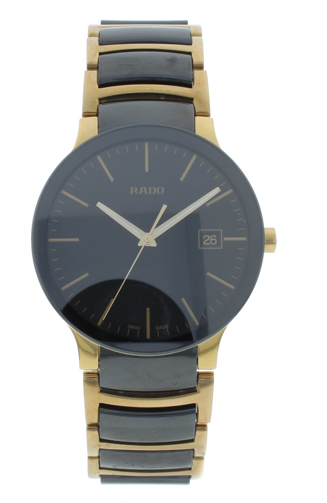 Rado Centrix Quartz 38mm Black Dial Ceramic Two-Tone Men's Watch R30929152