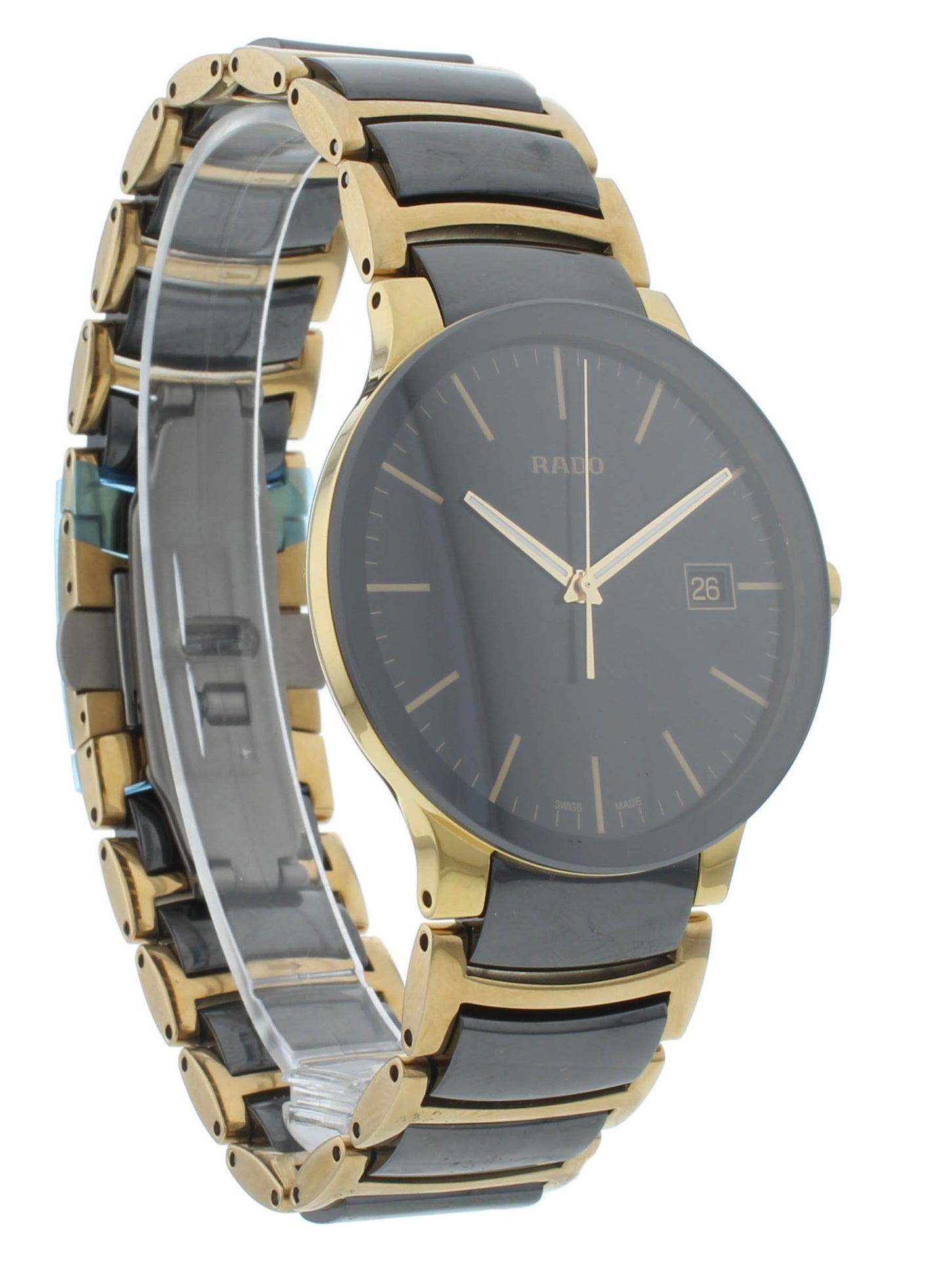 Rado Centrix Quartz 38mm Black Dial Ceramic Two-Tone Men's Watch R30929152