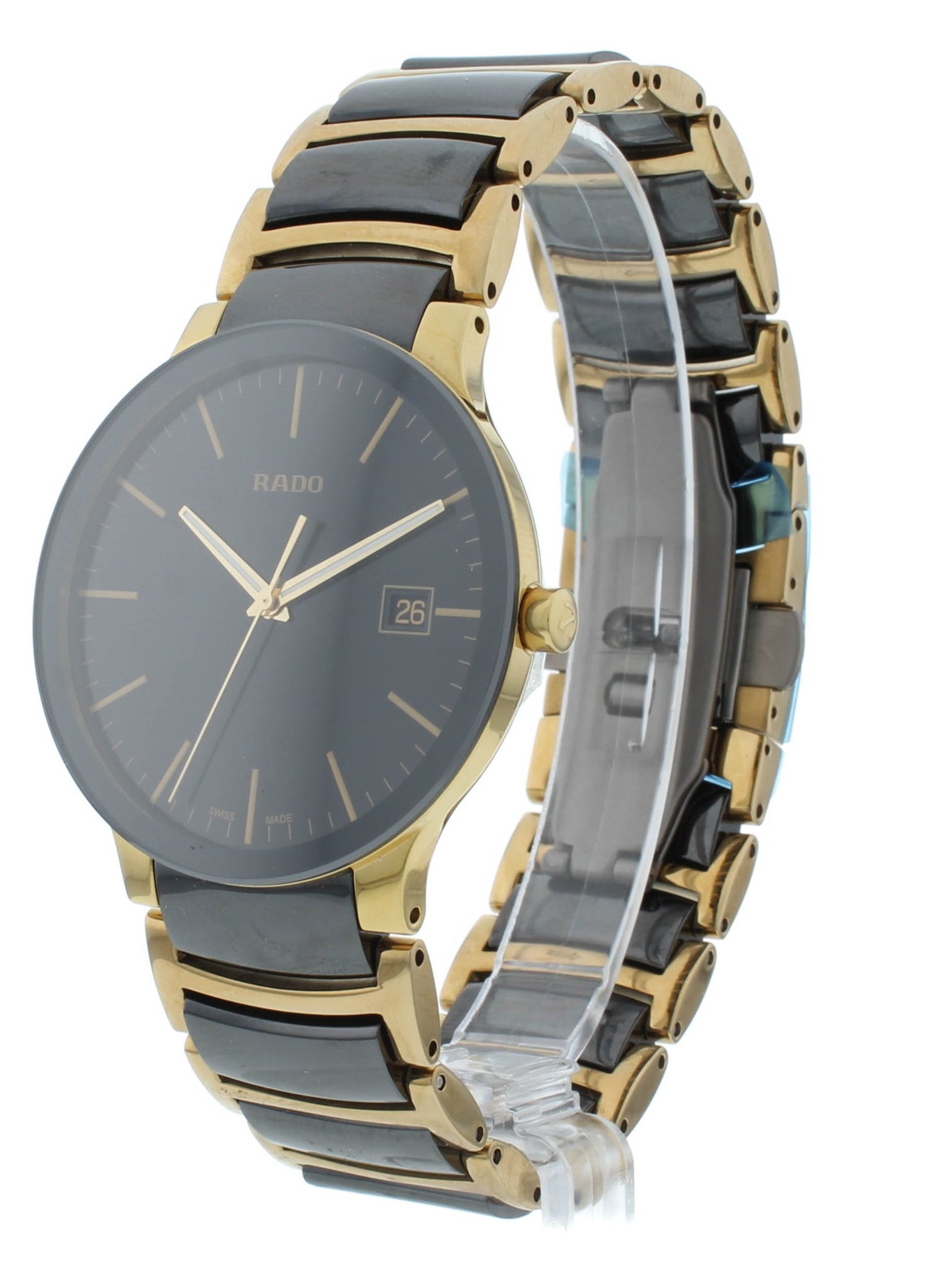 Rado Centrix Quartz 38mm Black Dial Ceramic Two-Tone Men's Watch R30929152