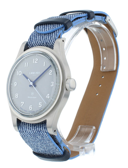 Hodinkee 38mm Gray Dial Mechanical Blue Leather Strap Men's Watch LMM-H01