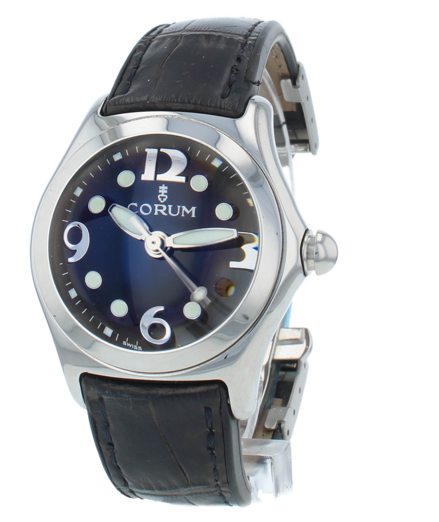 Pre-Owned Corum Bubble 36mm Quartz Blue Dial Ladies Watch 039.250.20-0F01EB30R
