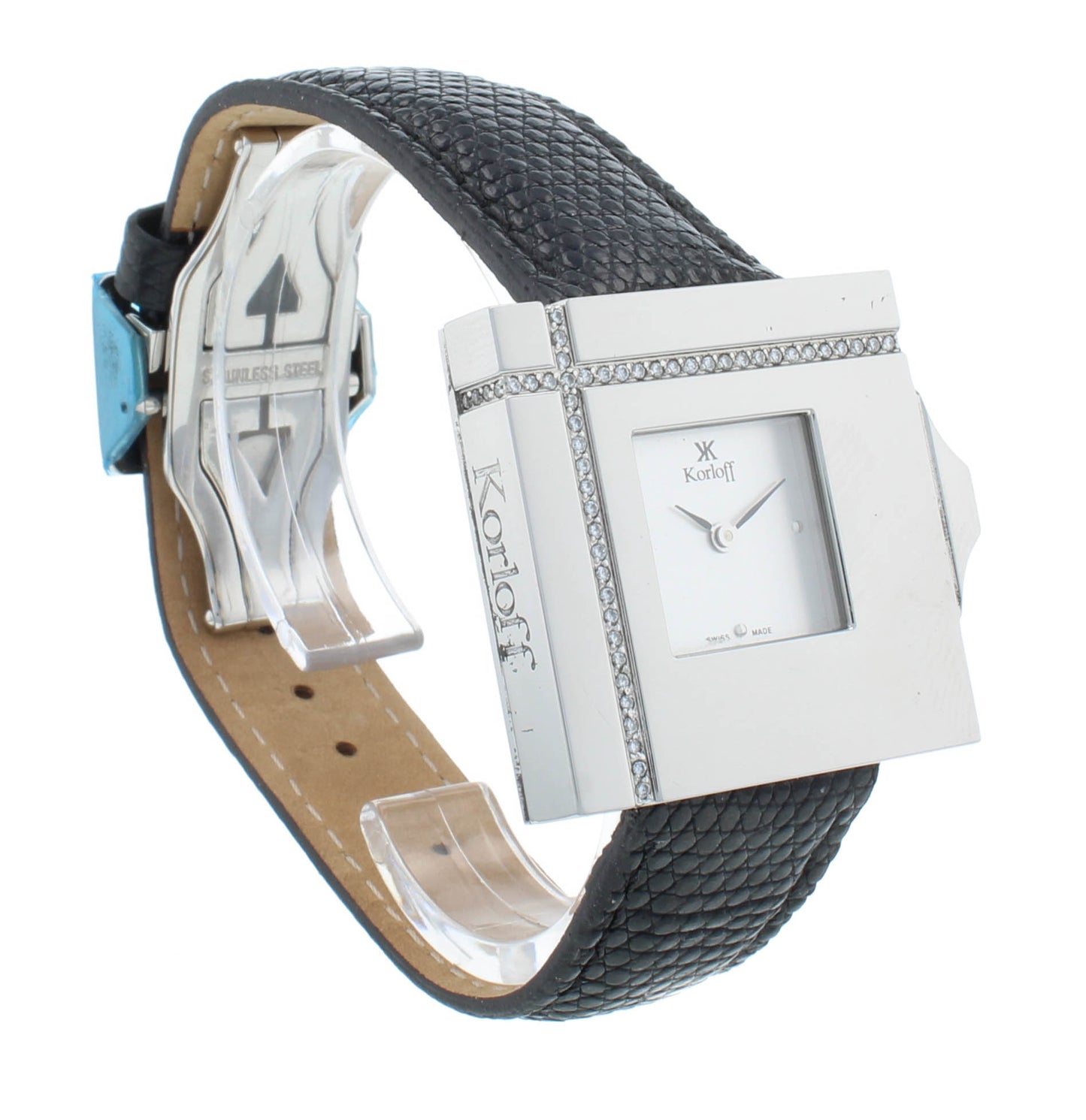 Pre-Owned Korloff SDX6 32mm Quartz Silver Dial Diamond Bezel Ladies Watch 020037