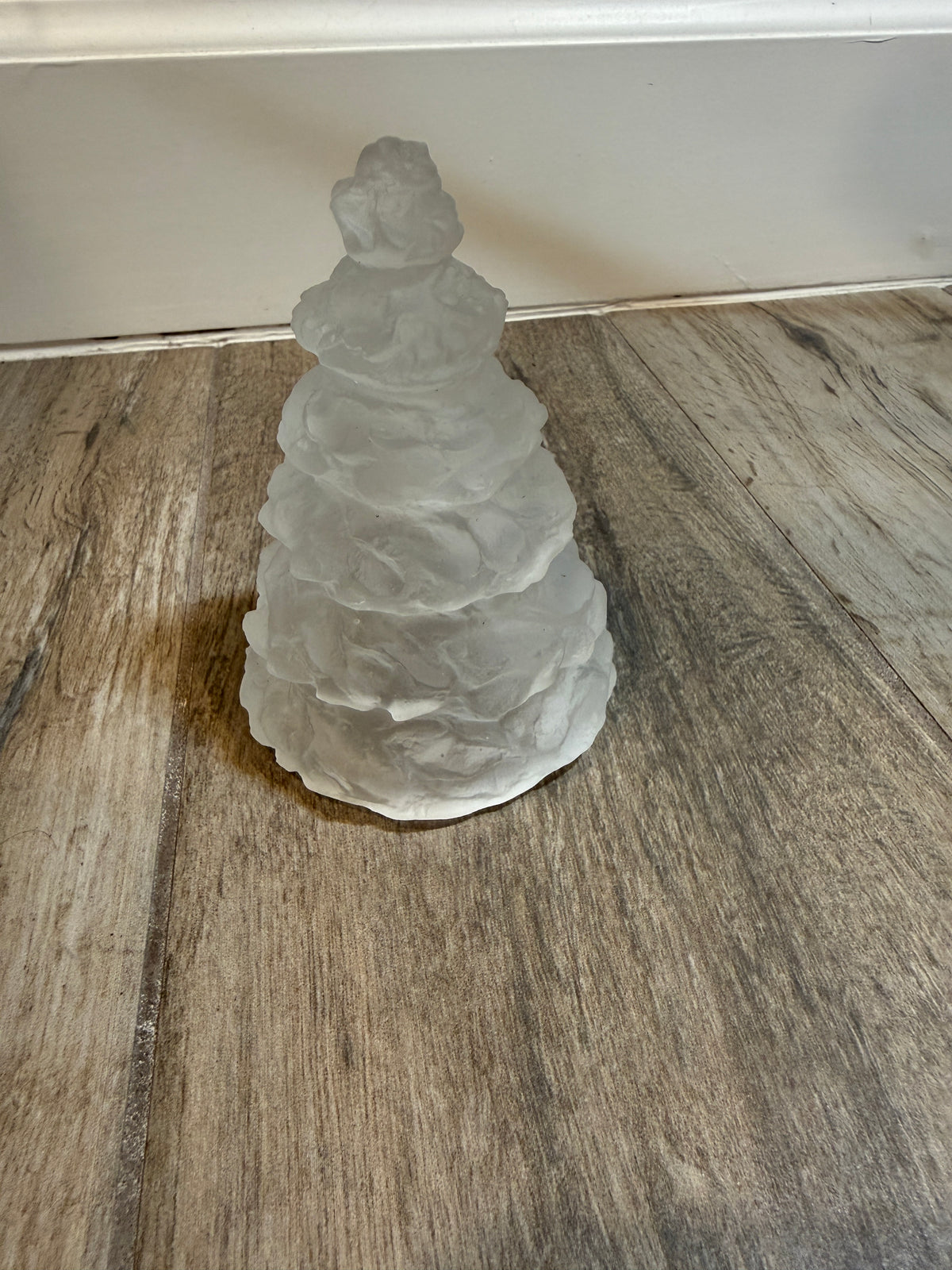 Daum France Crystal Christmas Tree Sculpture Clear Frosted Art Glass 05455