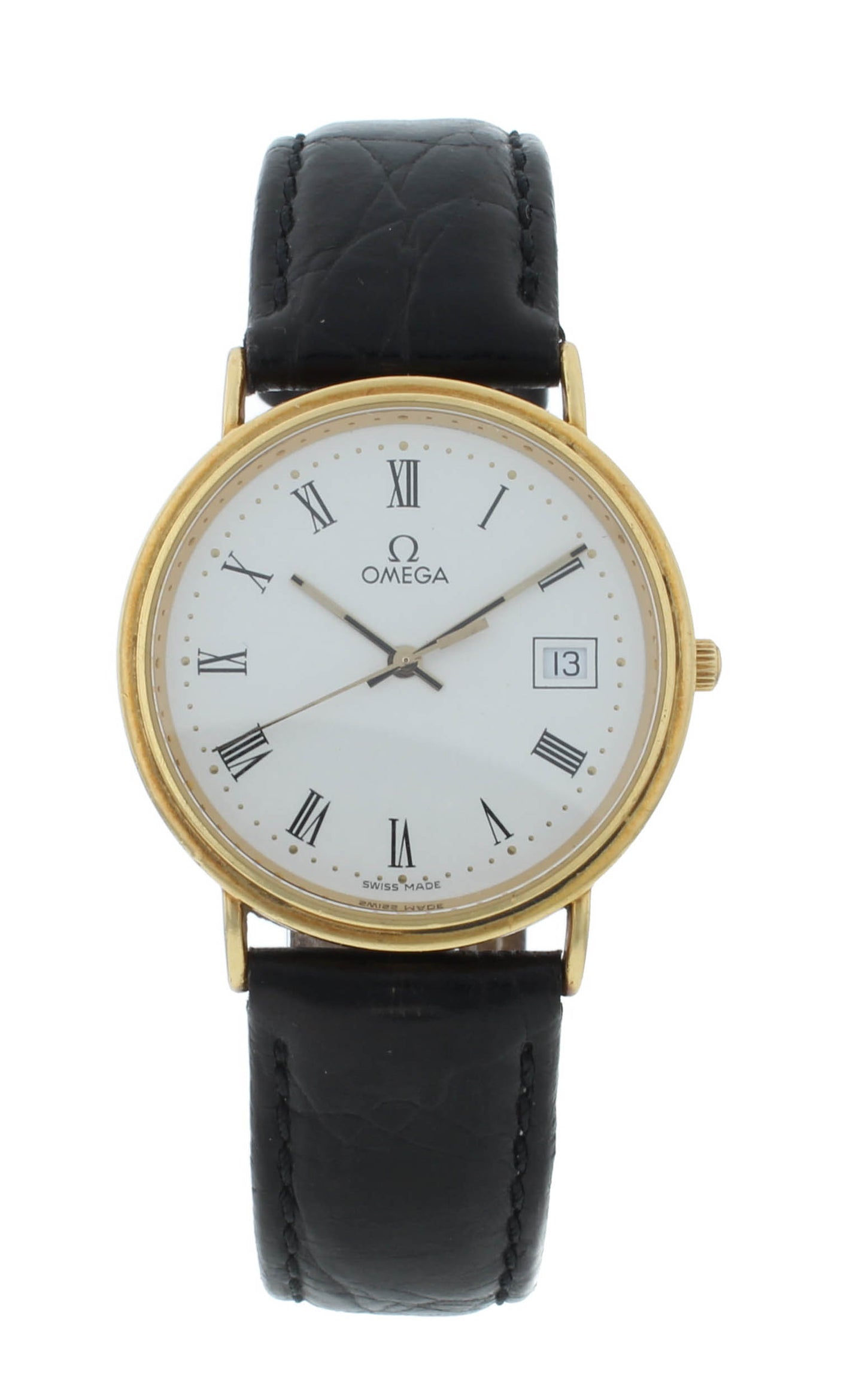 Omega DeVille 32.5mm Quartz 18k Yellow Gold White Dial Men's Watch 7910.23.01