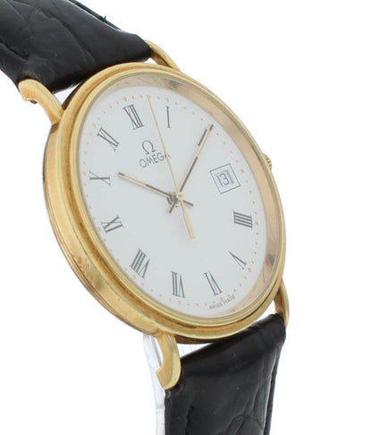 Omega DeVille 32.5mm Quartz 18k Yellow Gold White Dial Men's Watch 7910.23.01