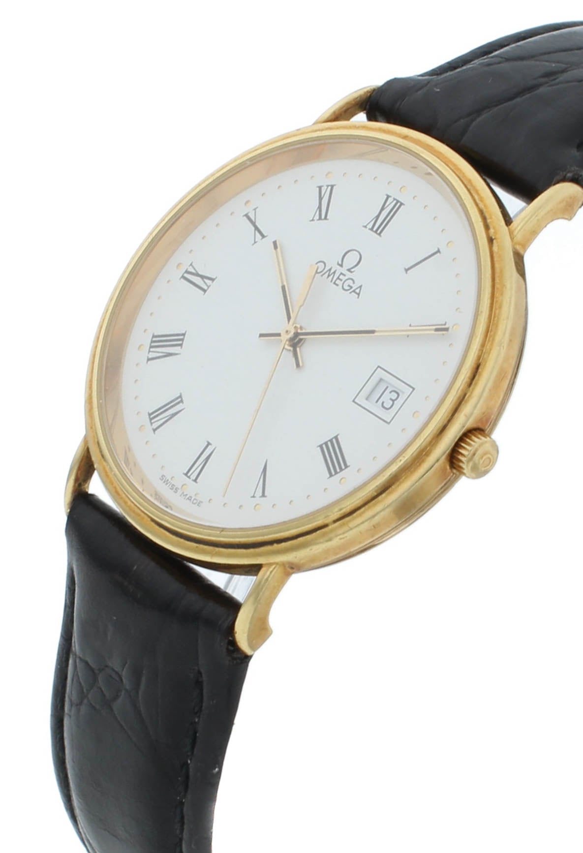Omega DeVille 32.5mm Quartz 18k Yellow Gold White Dial Men's Watch 7910.23.01