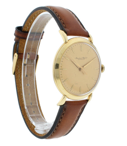 IWC 36mm Manual Hand Wind 18k Yellow Gold Aftermarket Strap Vintage Men's Watch