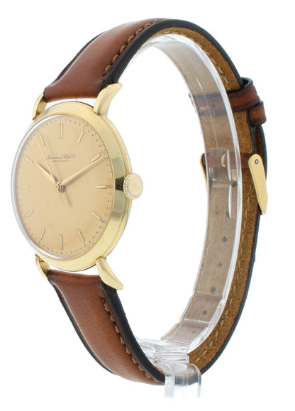 IWC 36mm Manual Hand Wind 18k Yellow Gold Aftermarket Strap Vintage Men's Watch
