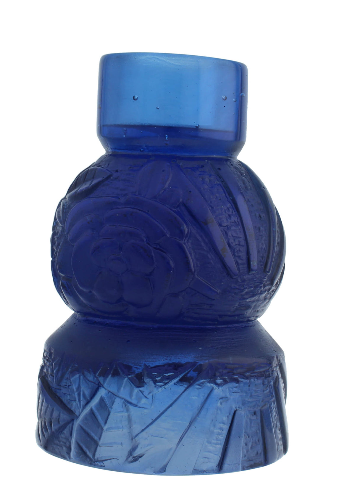 Daum France Empreinte Blue Crystal Candle Holder New w/ Box 05589