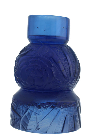 Daum France Empreinte Blue Crystal Candle Holder New w/ Box 05589