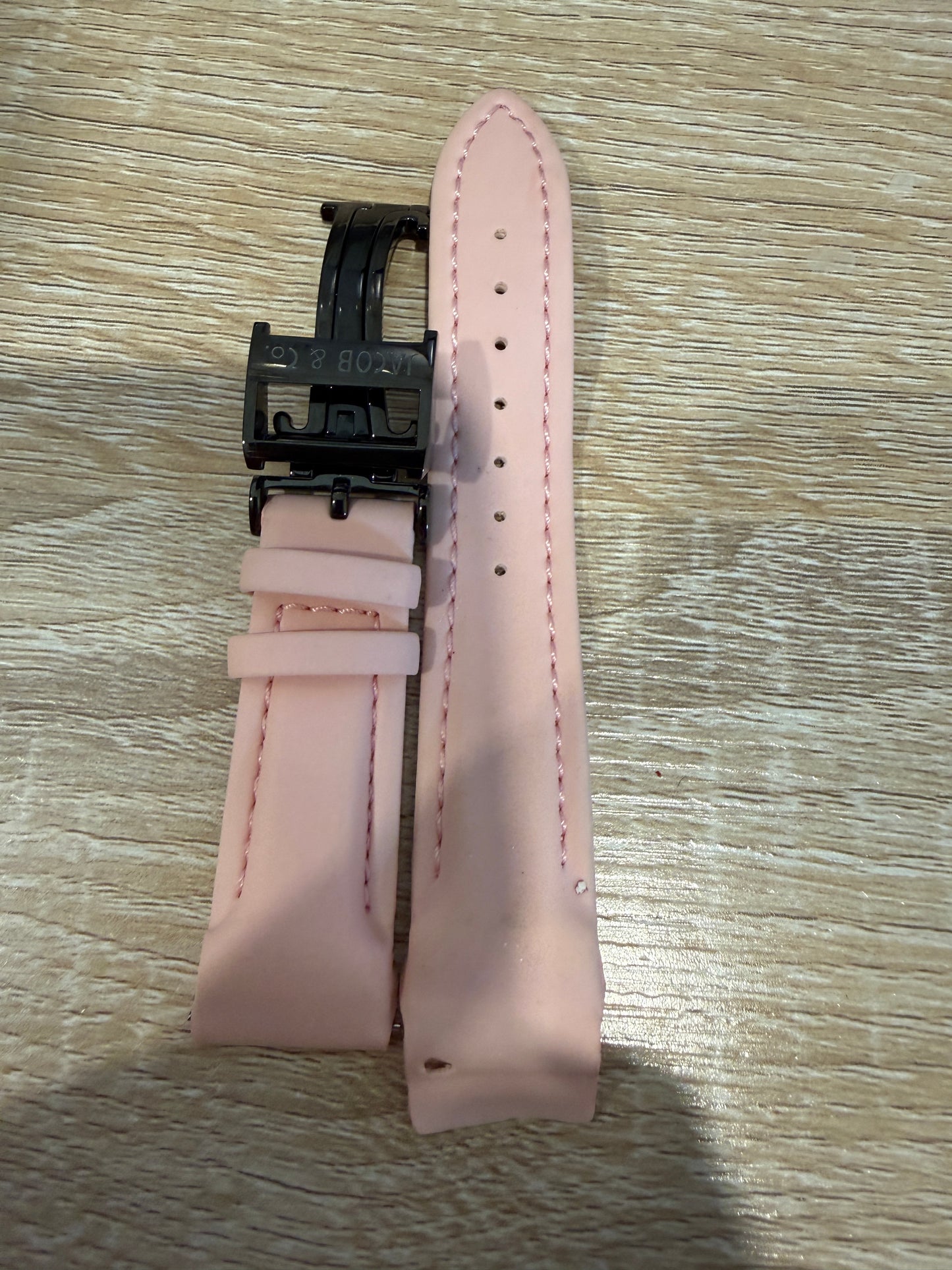 Pre-Owned Original Jacob & Co. Polyurethane 20mm Pink Strap With Steel Buckle