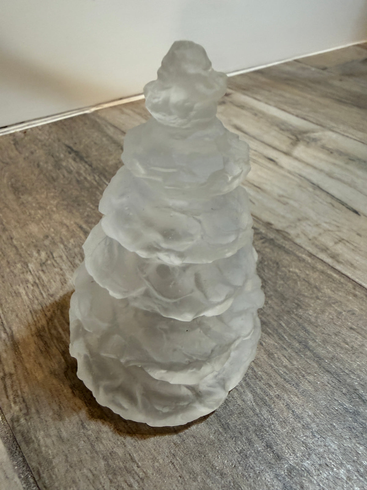 Daum France Crystal Christmas Tree Sculpture Clear Frosted Art Glass 05455