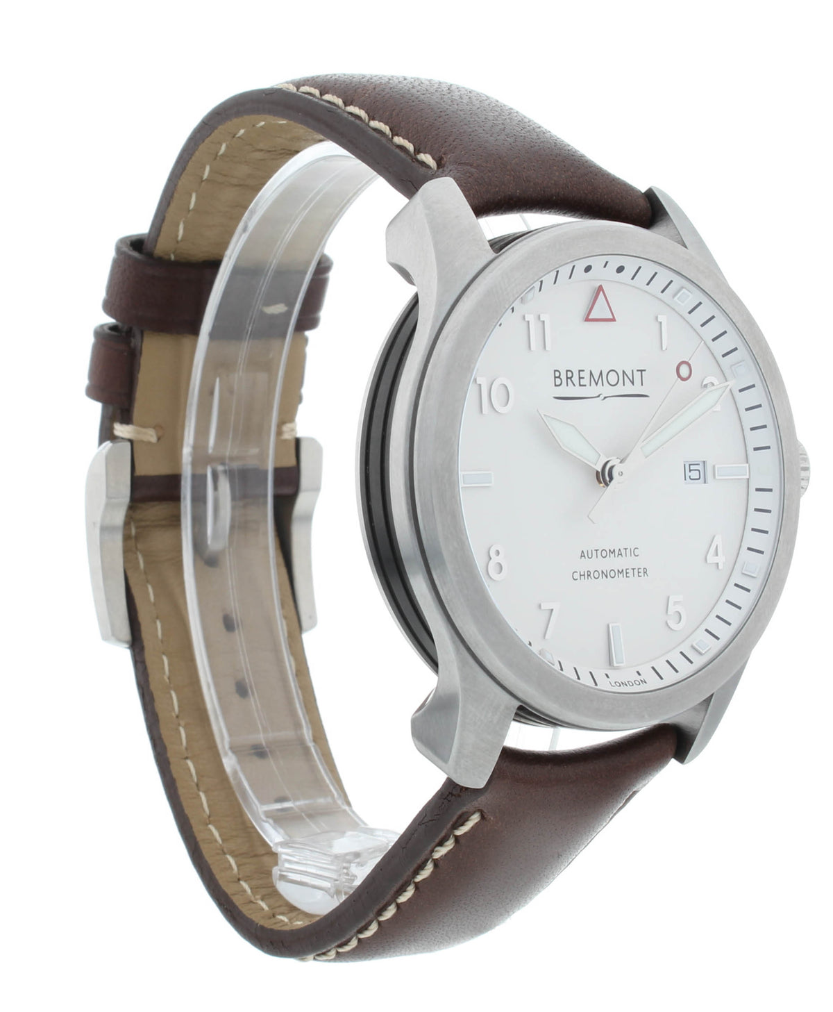 Bremont Solo 43mm Automatic Steel White Dial Brown Strap Men's Watch SOLO43-WS-H