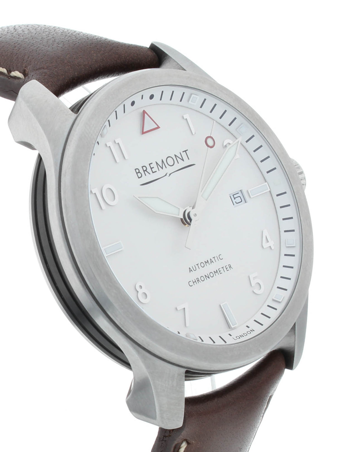 Bremont Solo 43mm Automatic Steel White Dial Brown Strap Men's Watch SOLO43-WS-H