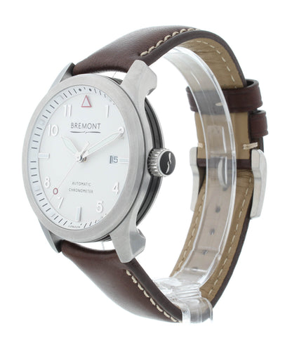 Bremont Solo 43mm Automatic Steel White Dial Brown Strap Men's Watch SOLO43-WS-H