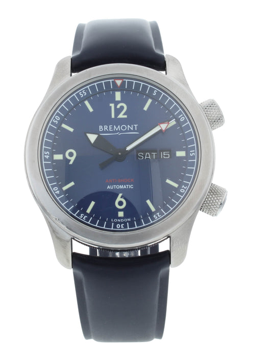 Bremont U-2 43mm Blue Dial Day/Date Automatic Rubber Strap Men's Watch U2-BL-R-S