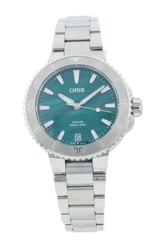 Oris Aquis X Bracenet 36.5mm Auto Green Dial Ladies Watch 0173377704137-0781805P