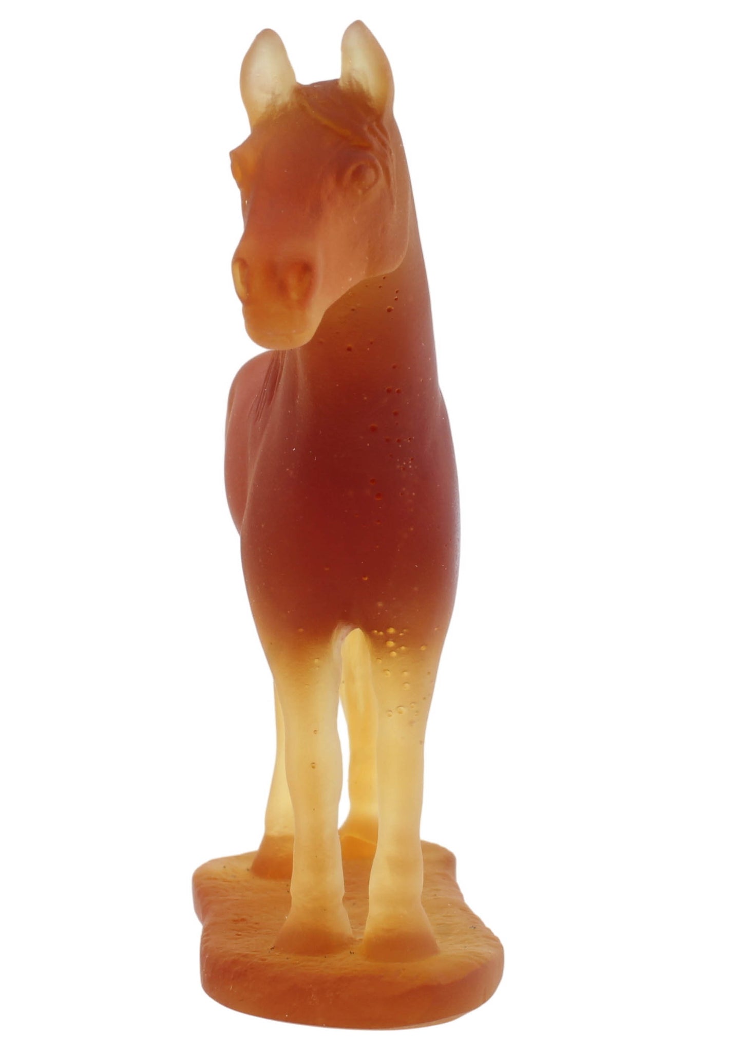 Daum France Amber Crystal Chinese Zodiac Horse Figurine Signed w/ Box 05561