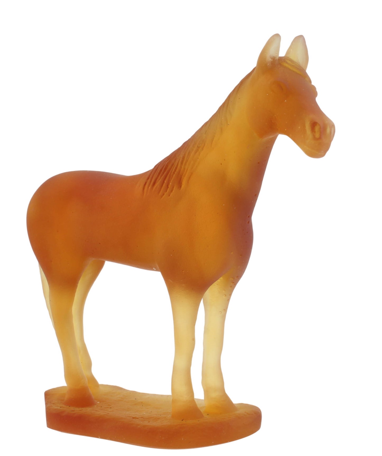 Daum France Amber Crystal Chinese Zodiac Horse Figurine Signed w/ Box 05561