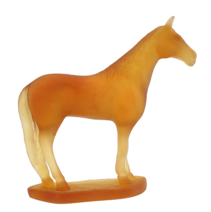 Daum France Amber Crystal Chinese Zodiac Horse Figurine Signed w/ Box 05561