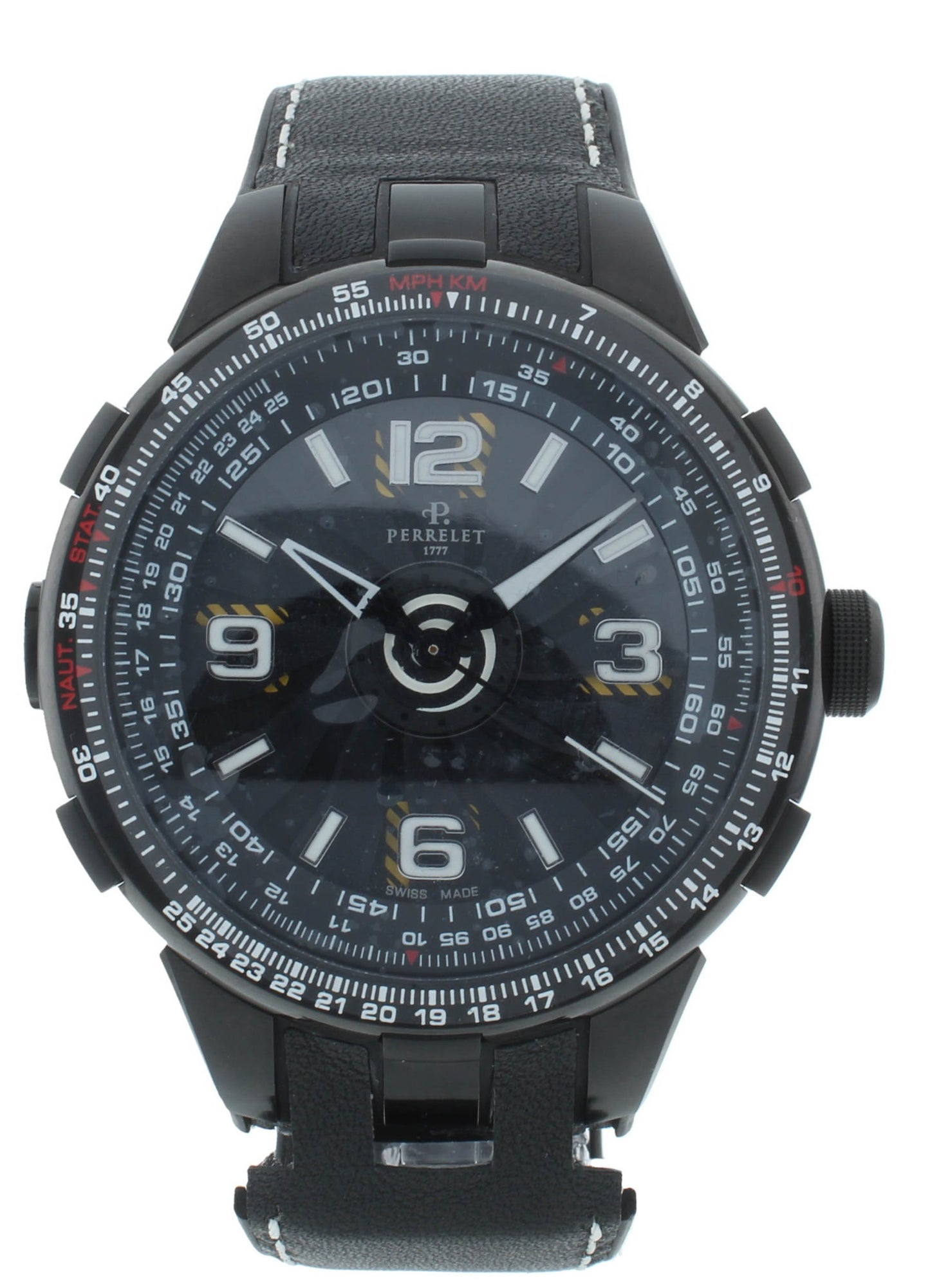 Pre-Owned Perrelet Turbine Pilot Black Dial 48mm Automatic Men’s Watch A1086/1A