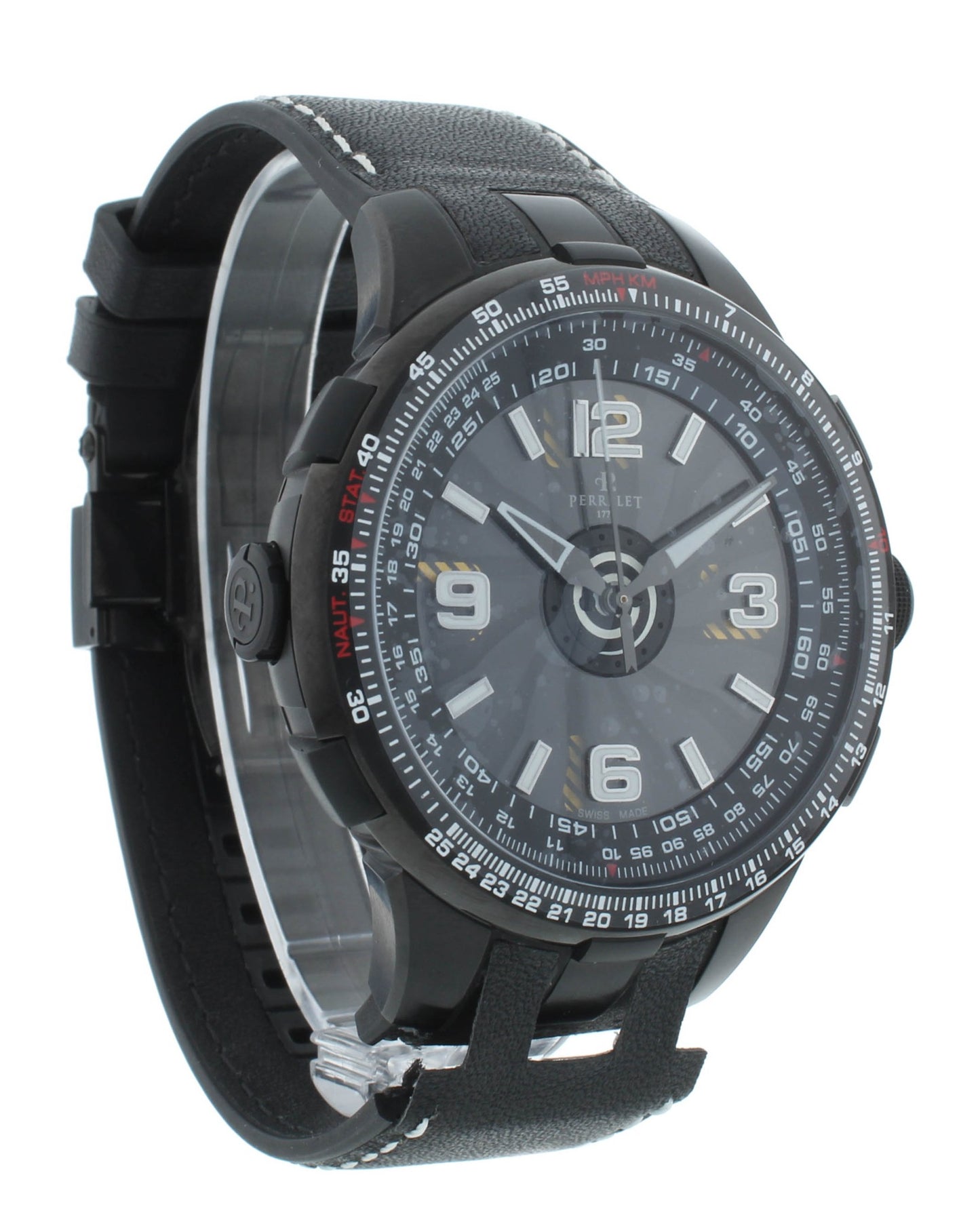 Pre-Owned Perrelet Turbine Pilot Black Dial 48mm Automatic Men’s Watch A1086/1A