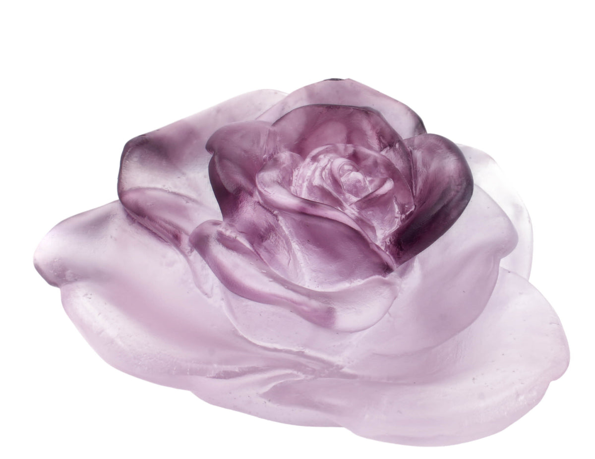 Daum France Rose Passion Pink Crystal Flower Sculpture New In Box 05290-5