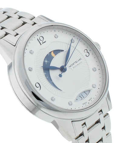Montblanc Boheme 34mm Auto Silver Diamond Dial Moonphase Ladies Watch 114731