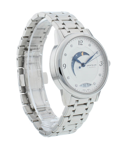 Montblanc Boheme 34mm Auto Silver Diamond Dial Moonphase Ladies Watch 114731