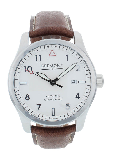 Bremont Solo Chronometer Brown Strap 43mm Automatic Men’s Watch SOLO43-P-WH-R-S