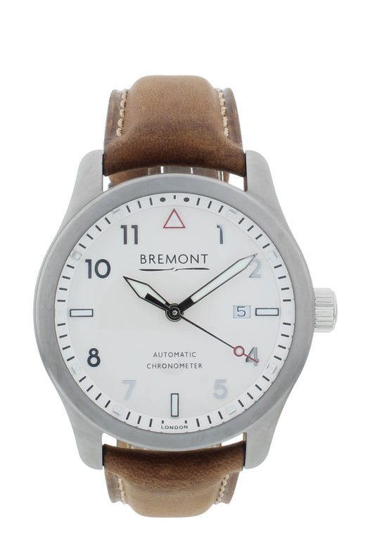 Bremont Solo 43mm Automatic White Dial Brown Strap Men's Watch SOLO43-WS-R-S