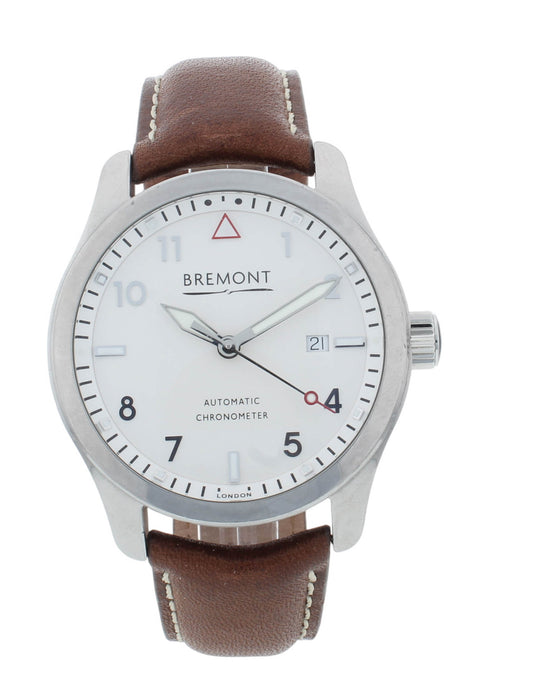 Bremont Solo 43mm Automatic White Dial Brown Strap Men's Watch SOLO43-P-WH-H