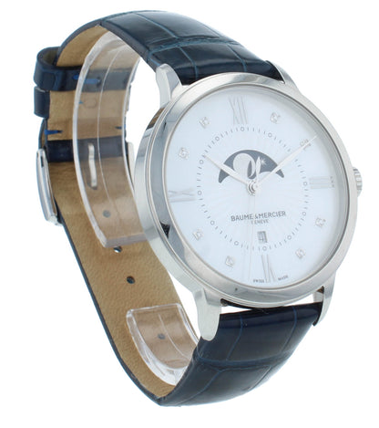Baume & Mercier Classima 36mm Moonphase Silver Dial Quartz Ladies Watch M0A10226