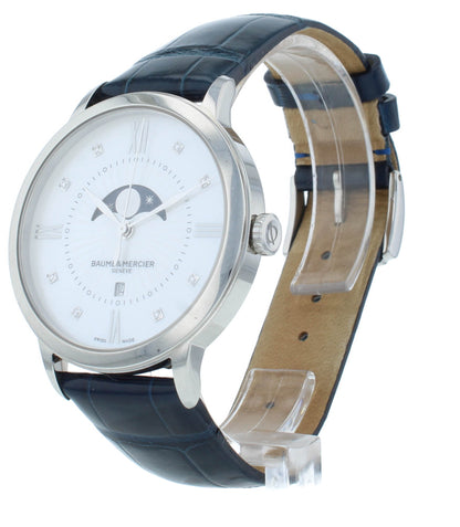 Baume & Mercier Classima 36mm Moonphase Silver Dial Quartz Ladies Watch M0A10226