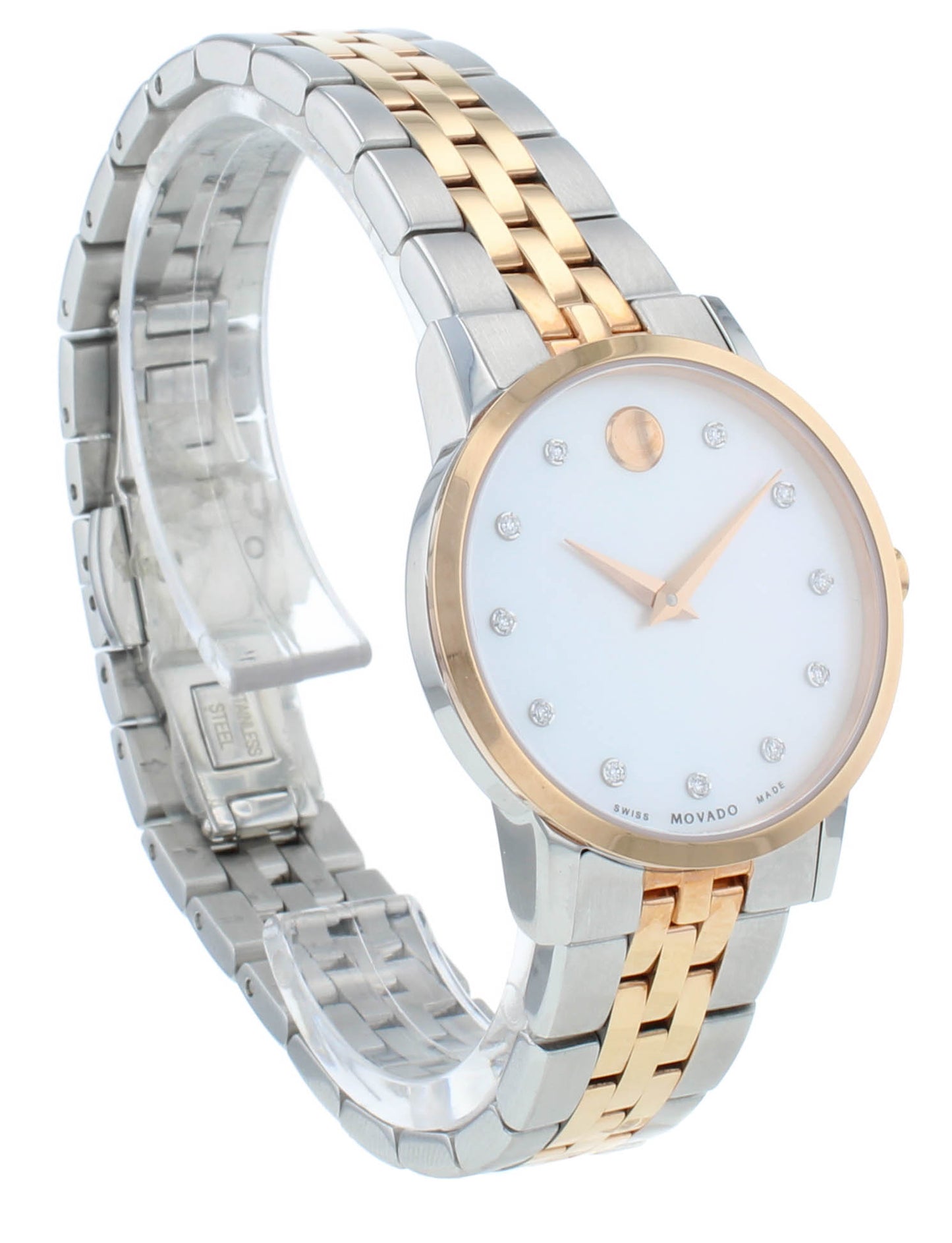 Movado Museum Classic 28mm White MOP Dial Two-Tone Quartz Ladies Watch 607209