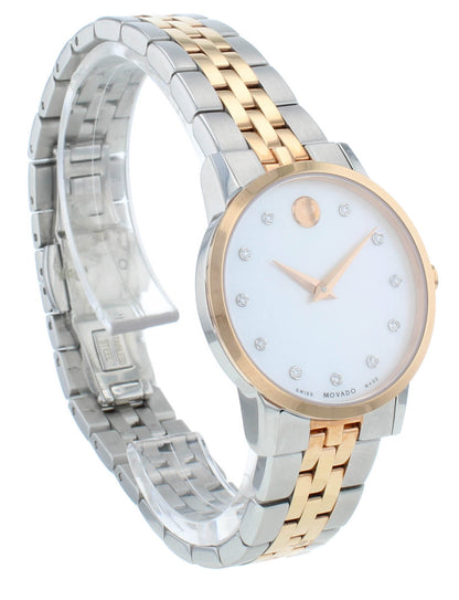 Movado Museum Classic 28mm White MOP Dial Two-Tone Quartz Ladies Watch 607209