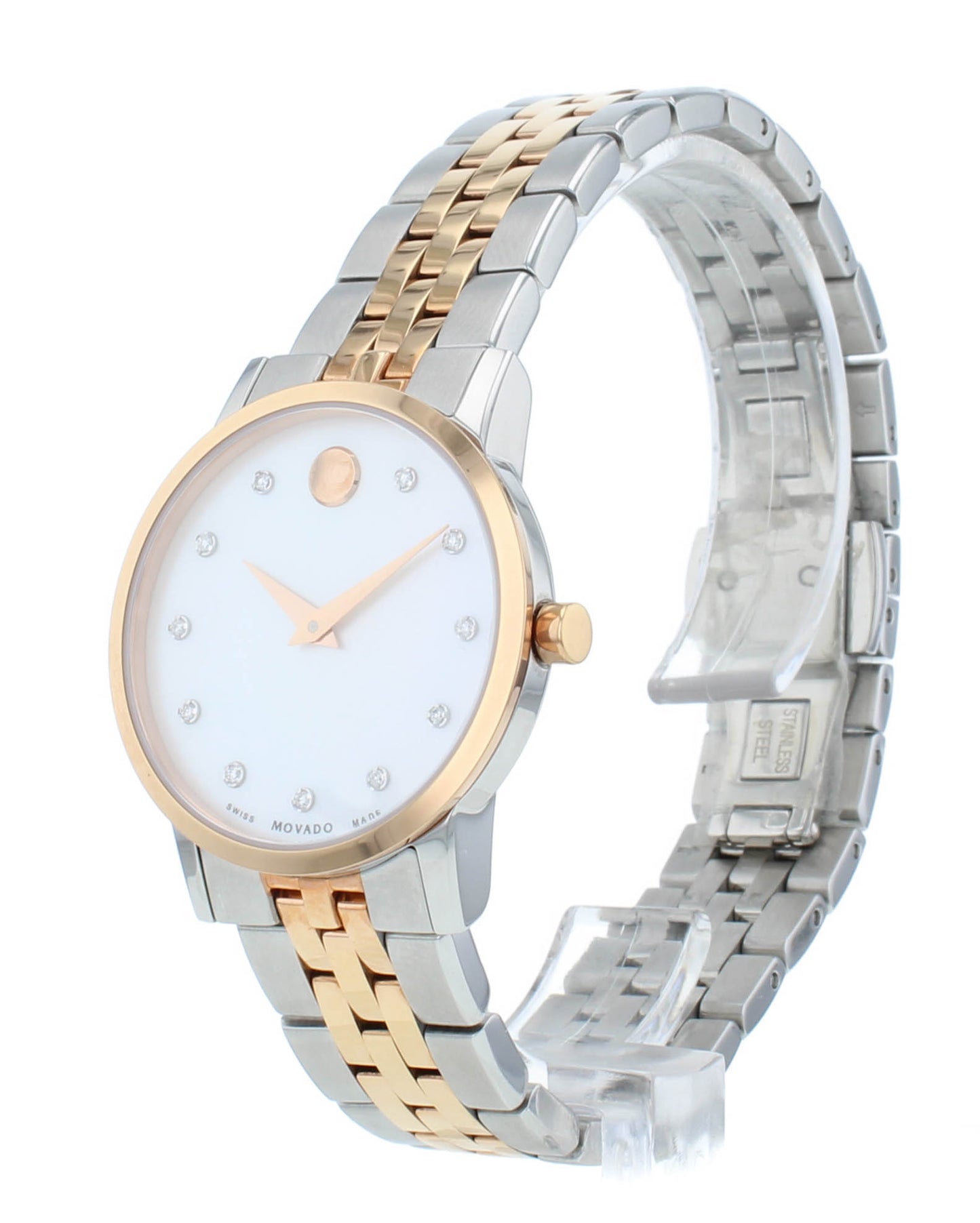 Movado Museum Classic 28mm White MOP Dial Two-Tone Quartz Ladies Watch 607209