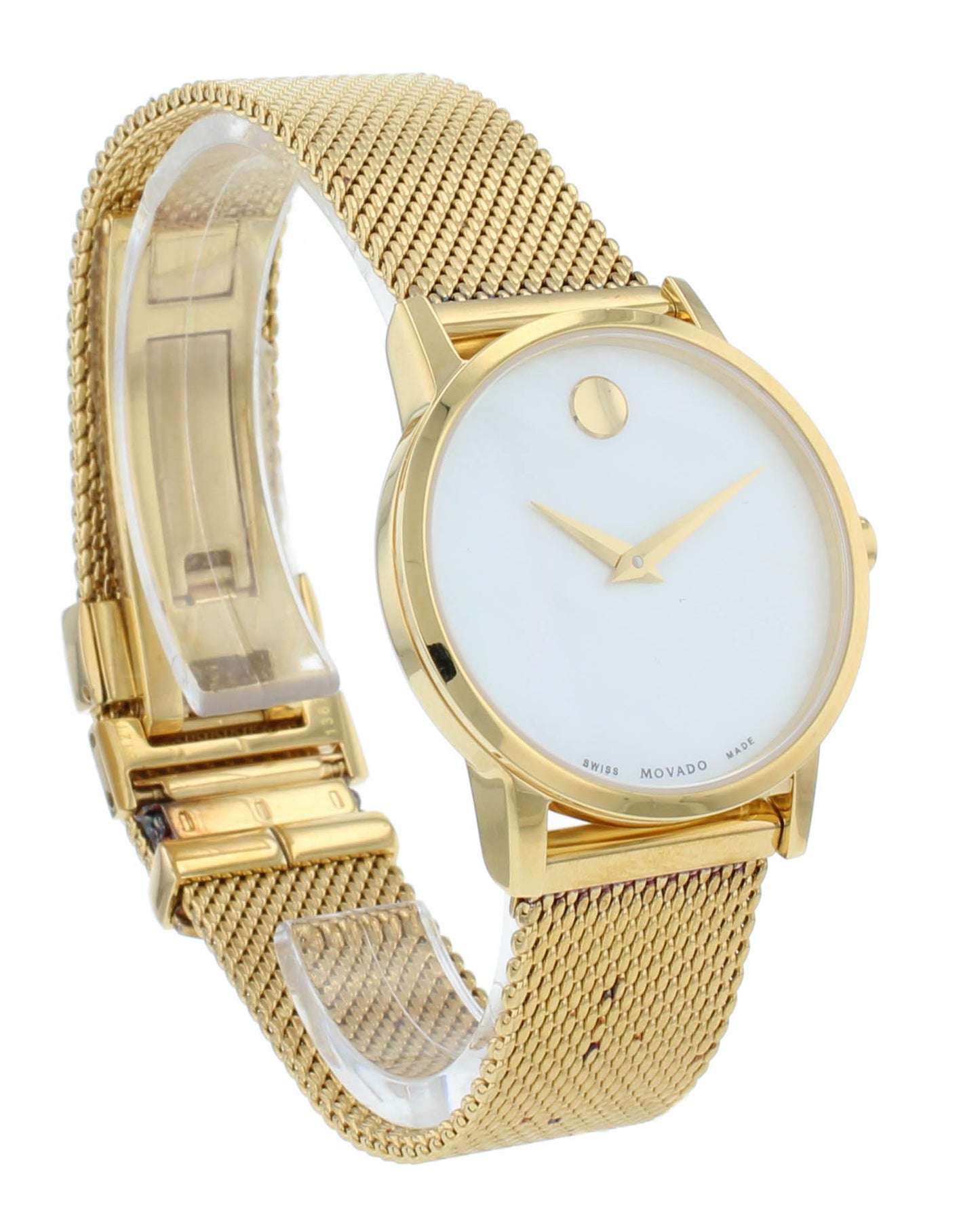 Pre-Owned Movado Museum Classic 28mm Yellow Gold Tone Quartz Ladies Watch 607351