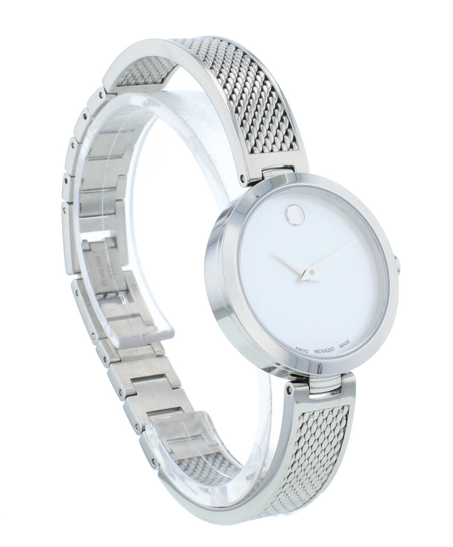 Movado Amika 27mm Quartz White MOP Dial Stainless Steel Ladies Watch 607361